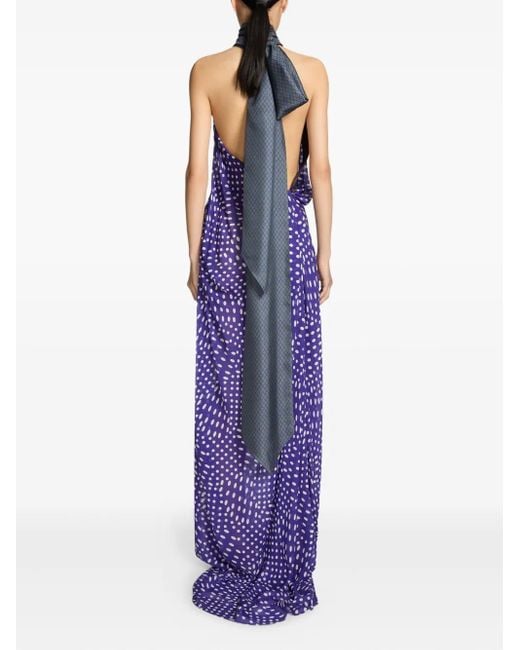 Dries Van Noten Purple Gepunktetes Maxikleid