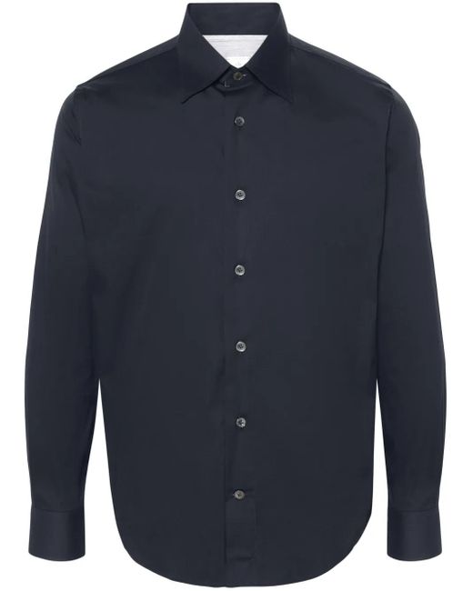 Eleventy Blue Pointed-Collar Shirt for men