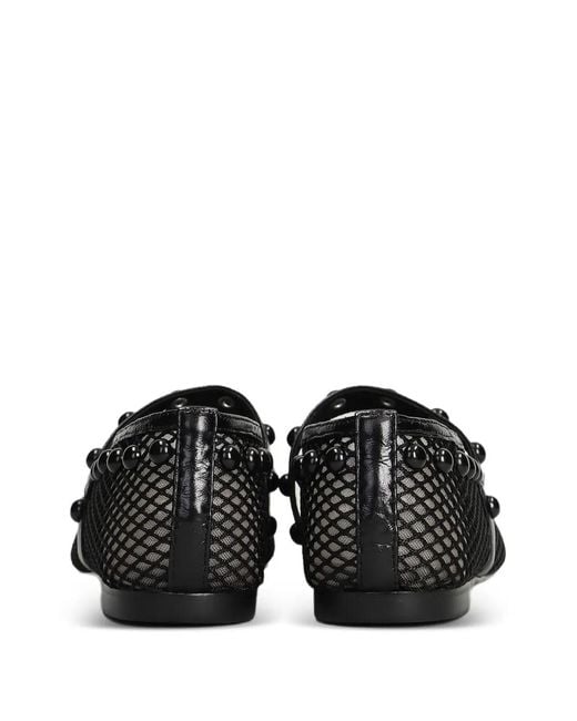 Bibi Lou Black Carinna Stud-Embellished Mesh Ballet Flats