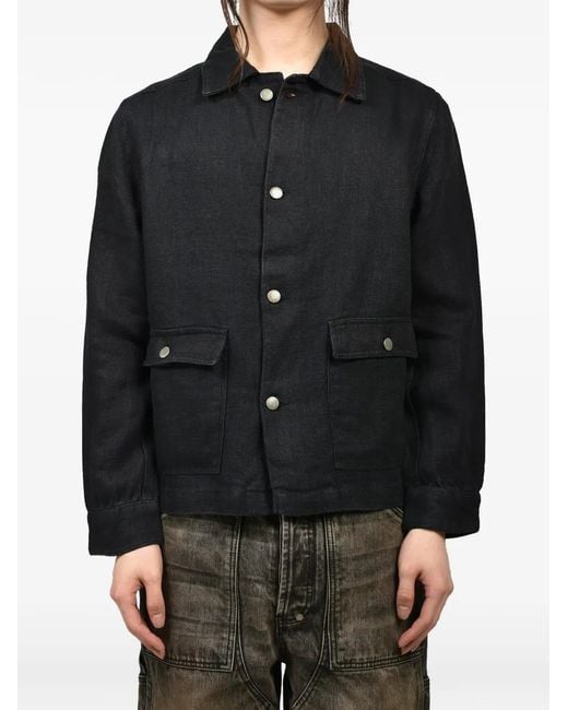 No Maintenance Black Engineer Linen Jacket for men