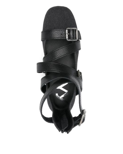 OPEN YY Black Cross-Band Ankle Ballet Flats