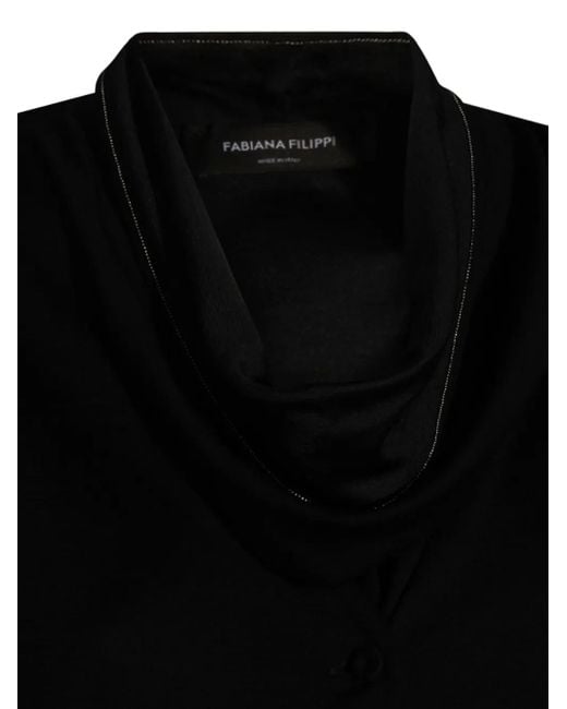 Fabiana Filippi Black Cowl-Neck Button Top
