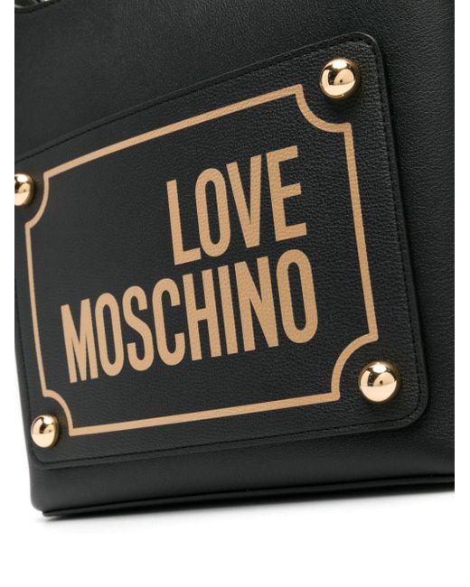 Love Moschino Black Schultertasche mit Logo-Print