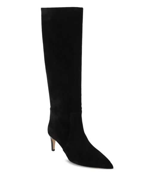 Paris Texas Black Suede Pointed-Toe Knee-High Boots