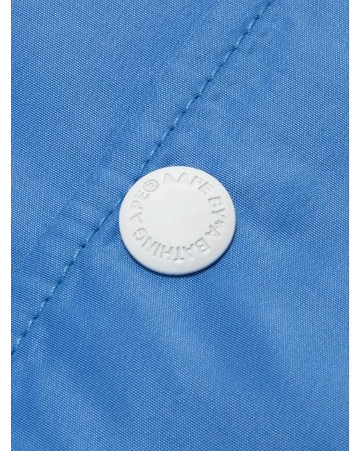 Aape By A Bathing Ape Blue Moonface Patch Jersey Baseball Jacket for men