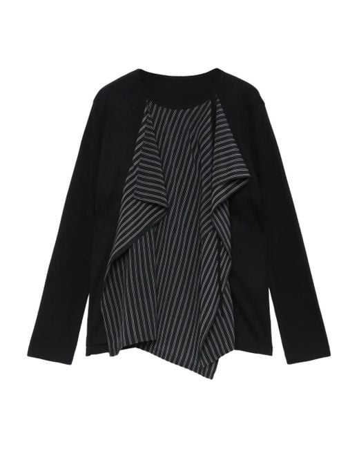 Y's Yohji Yamamoto ストライプ ラッフルトップ Black