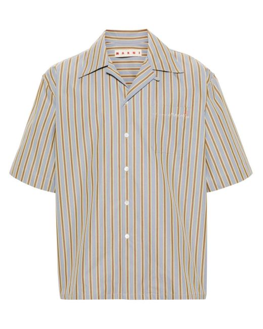 Marni White Striped Cotton Shirt for men