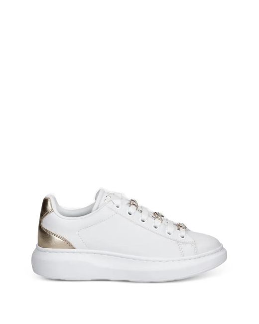 Guess White Charm-Embellished Chunky-Sole Sneakers