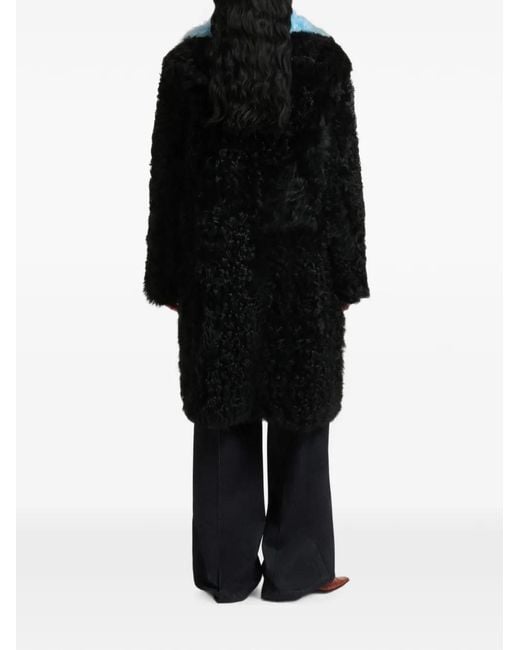 Marni Black Gitana Shearling Single-Breasted Coat