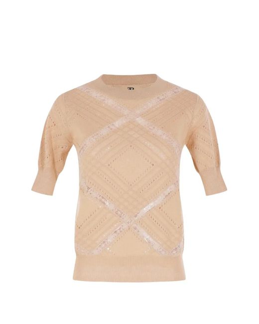 Ermanno Scervino White Lace-Panelled Pointelle-Knit Top