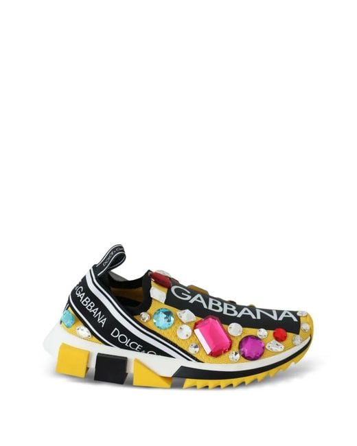 Dolce & Gabbana White Sorrento Crystal-Embellished Sneakers