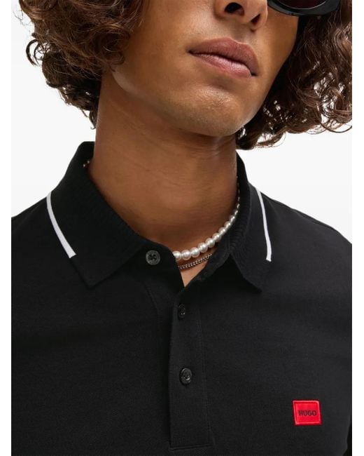 Polo Con Parche Del Logo HUGO de hombre de color Black