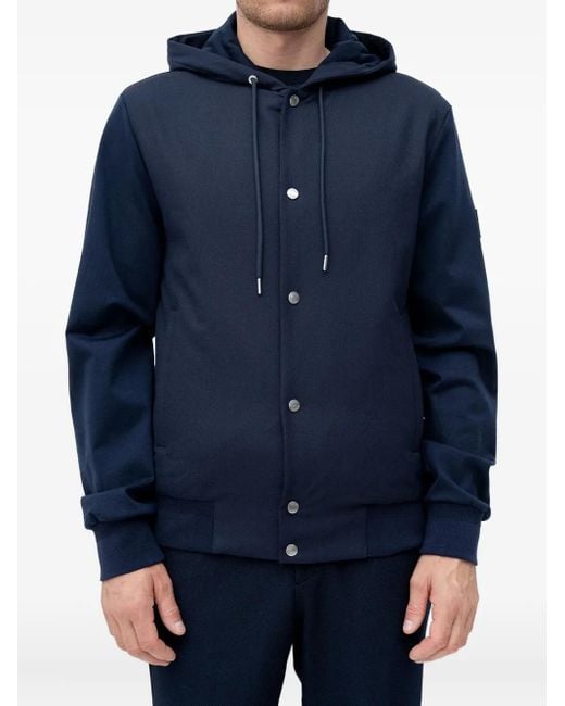 Boss Blue Hooded Buttoned Jacket for men