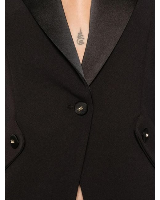 Elisabetta Franchi Black Tailored Blazer With Satin Lapel