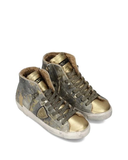 Philippe Model Brown Metallic High-Top Sneakers