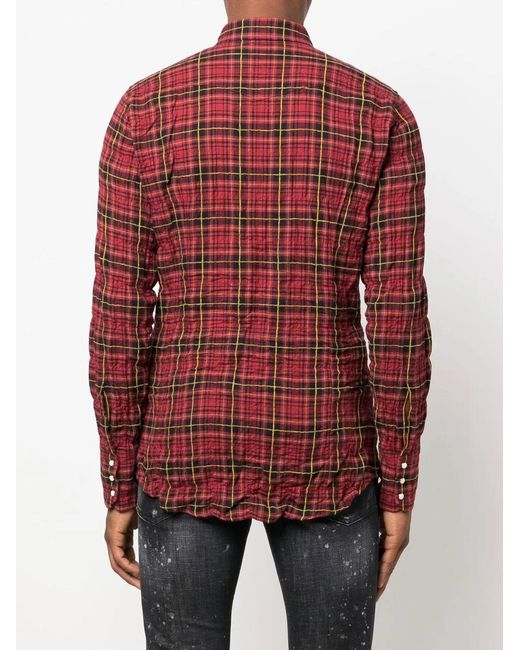 DSquared² Red Checked Cotton-Blend Shirt for men