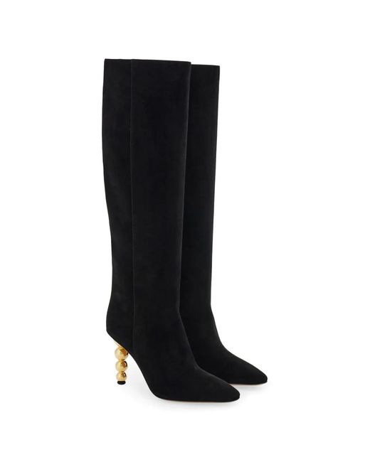 Ferragamo Black Spherical-Heel Boots