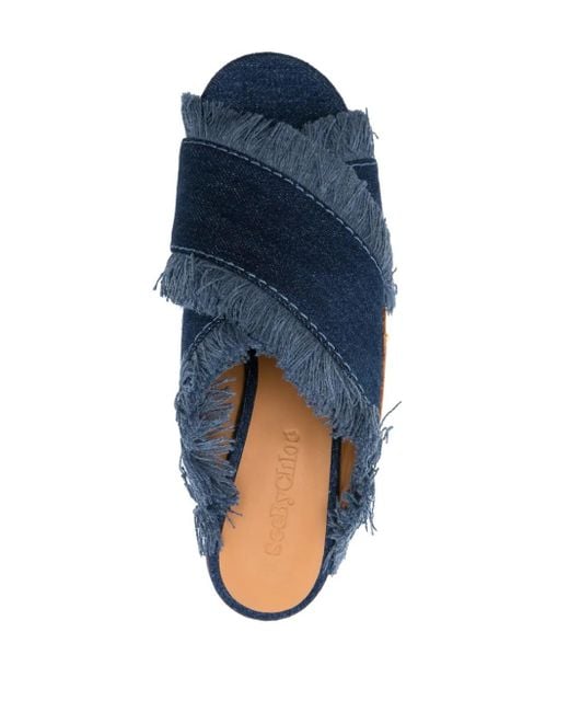 Mules Con Frange 100Mm di See By Chloé in Blue
