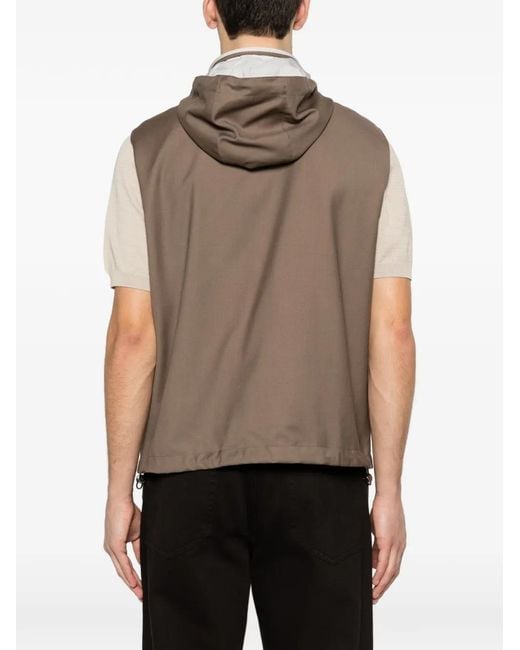 Montecore Brown Hooded Zip Gilet for men