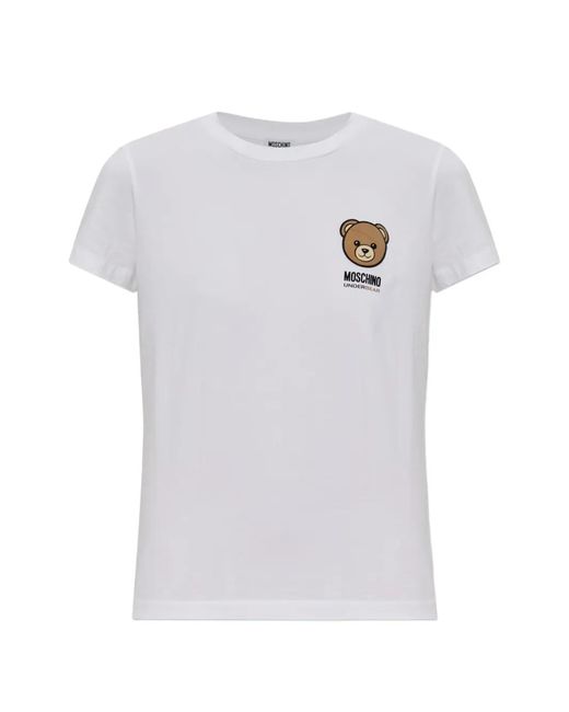 Moschino White Underbear-Detail T-Shirt