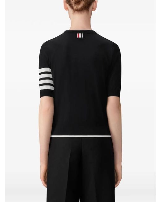 Thom Browne Black 4-Bar Short-Sleeve T-Shirt