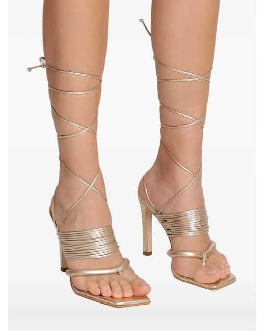 Amir Slama White Wraparound Tie Heeled Sandals