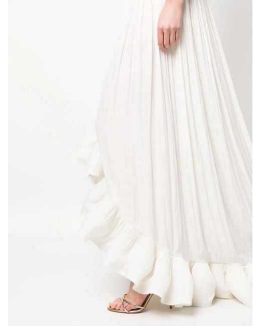 Lanvin White Sleeveless Ruffle-Hem Dress