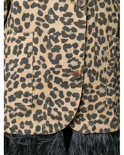 Simonetta Ravizza Natural Feather Trim Leopard Print Coat