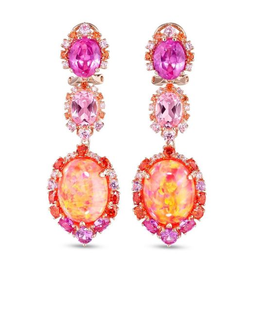 Anabela Chan Pink 18k Yellow Gold Vermeil Ocean Opal And Sapphire Drop Earrings