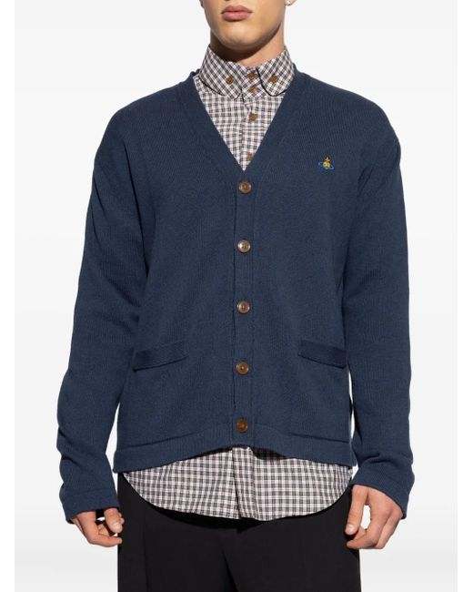 Vivienne Westwood Blue Orb-Embellished Cardigan for men
