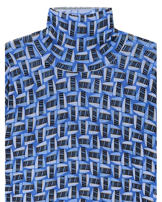 Maliparmi Blue Patterned Roll-Neck Sweater