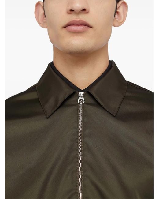 Jil Sander Green Zip-Up Shirt Jacket for men