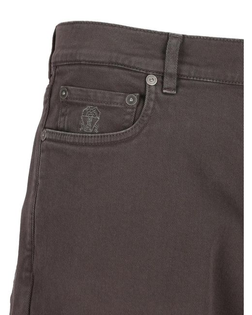 Brunello Cucinelli Gray Five-Pocket Trousers for men