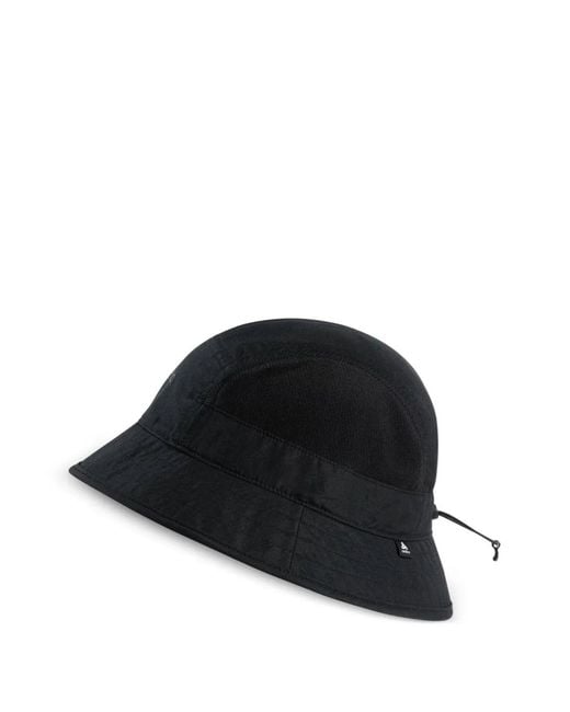 Odlo Black Mesh-Panel Drawstring Bucket Hat for men