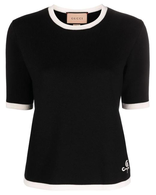 Gucci T-Shirt Met Contrasterende Afwerking in het Black