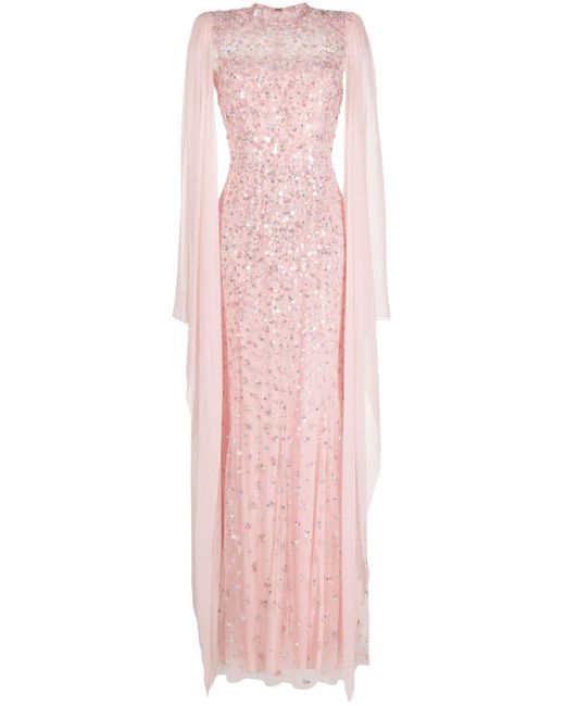 Jenny Packham Pink Rita Embellished Tulle Gown