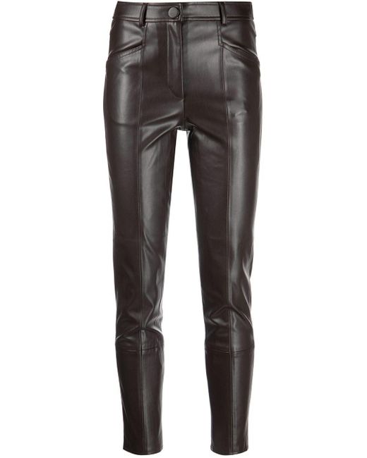 MILLY Rue Faux Leather Pants in Brown (Gray) | Lyst