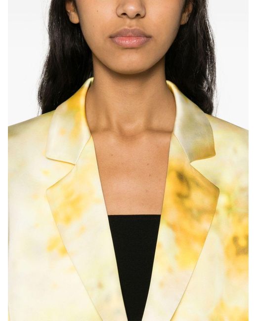 Pinko Yellow Blazer mit ausgeblichenem floralem Print