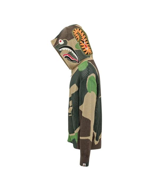 A Bathing Ape Green Abc Camo Shark Hoodie for men