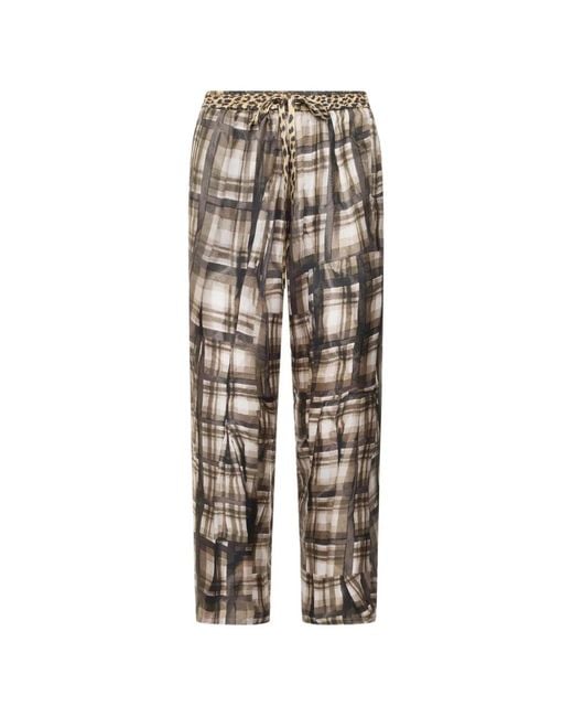Pierre Louis Mascia White Aloe Abstract-Check Silk Trousers