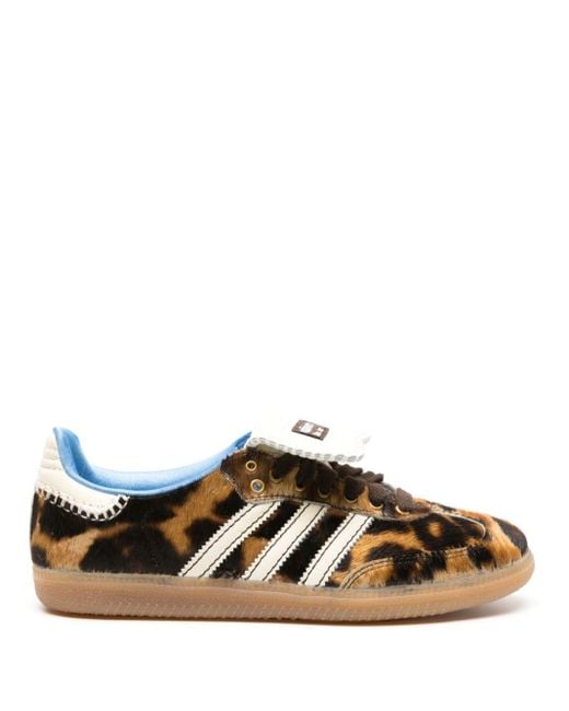 Adidas Brown Leopard-print Leather Sneakers