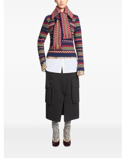 Dries Van Noten White Jacquard-Wool Collar