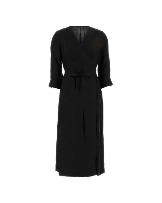 Uma Wang Black Anthea Wrap Midi Dress