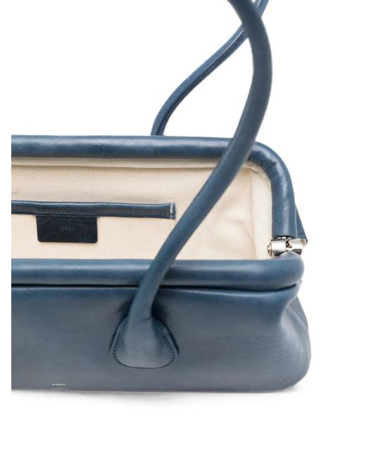 OSOI Blue Mini Boat Wide Leather Shoulder Bag