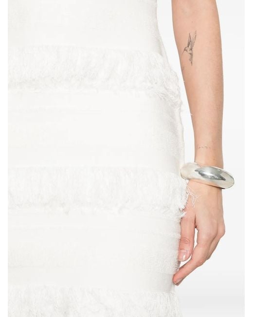Jonathan Simkhai White Fringed Striped Mini Dress
