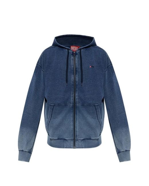 DIESEL Blue Faded Zip-Up Hoodie for men