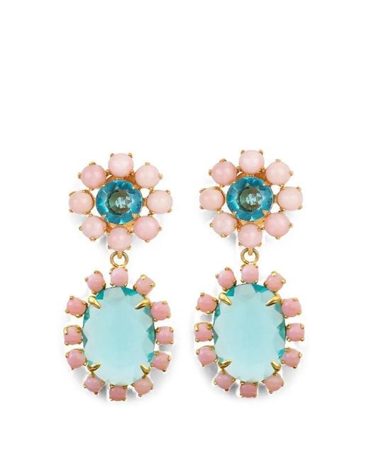Bounkit Blue Quartz And Opal Drop Earrings
