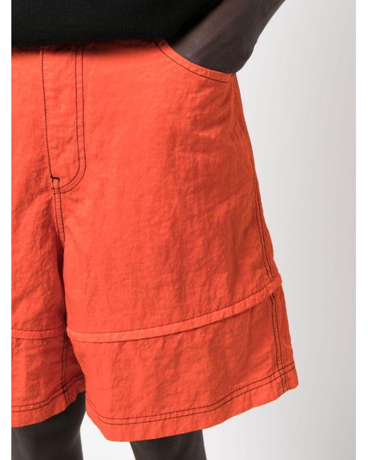 Eckhaus Latta Orange Contrast Stitching Bermuda Shorts