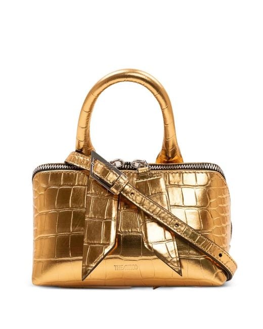 The Attico Metallic Mini Friday Crocodile-Effect Tote Bag