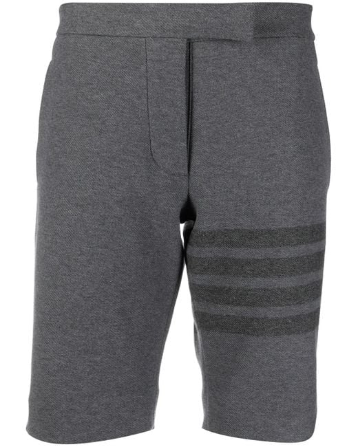 Thom Browne Gray 4-Bar Stripe Twill Shorts